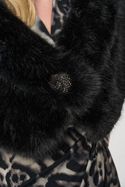 Joseph Ribkoff Faux Fur Cover Up Black