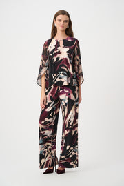 Joseph Ribkoff Top Abstract Print Black Multi