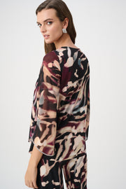 Joseph Ribkoff Top Abstract Print Black Multi