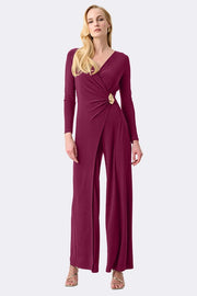 Joseph Ribkoff Wide Leg Wrap Jumpsuit Berry Burst