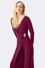 Joseph Ribkoff Wide Leg Wrap Jumpsuit Berry Burst