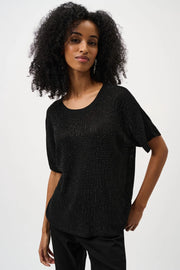 Joseph Ribkoff Knit Metallic Top Black