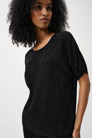 Joseph Ribkoff Knit Metallic Top Black