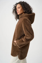 Joseph Ribkoff Faux Fur Coat Dark Mink