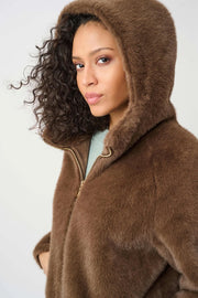 Joseph Ribkoff Faux Fur Coat Dark Mink