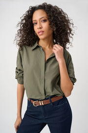 Joseph Ribkoff Blouse With Rhinestone Detail Avocado