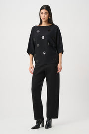 Joseph Ribkoff Embellished Polka Dot Sweater Black