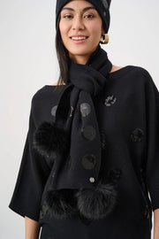 Joseph Ribkoff Embellished Polka Dot Sweater Black