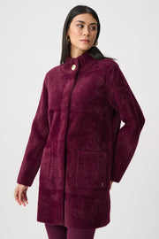 Joseph Ribkoff Faux Fur Coat Elderberry