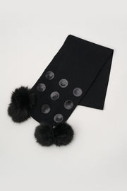 Joseph Ribkoff Polka Dot Faux Fur Scarf Black