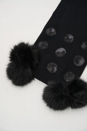 Joseph Ribkoff Polka Dot Faux Fur Scarf Black