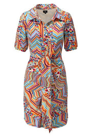 K Design Print Dress With Knot Detail