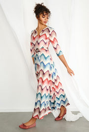 K Design Maxi Dress Zig Zag Print