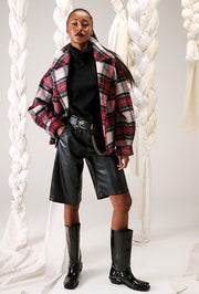 K-Design Leather Bermuda With Belt Black