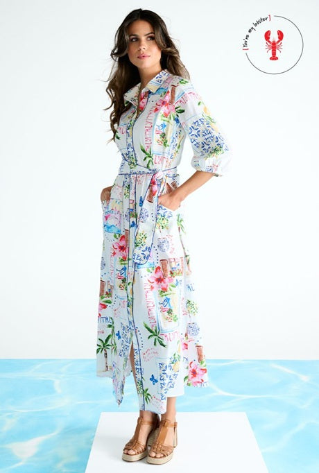 K Design Shirt Long Dress With Tropical Print – County Boutique