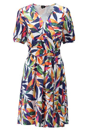 Crossover Dress Abstract Leaf Print