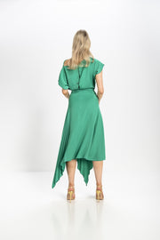 Kevan Jon Mila Pleat Knee Dress Emerald Green