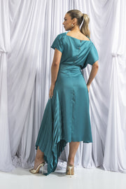 Kevan Jon Mila Pleat Knee Dress Teal