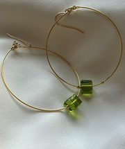 Kybalion Glass Cube Gold Hoops