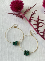 Kybalion Green Malachite Gold Hoop Earrings