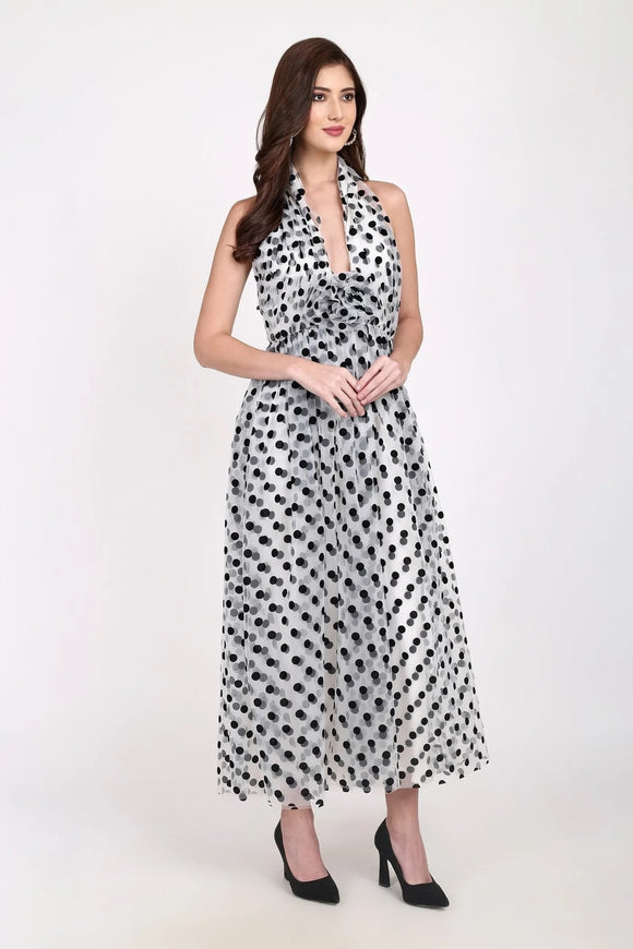 Lace & Beads Blake Maxi Polka Dot Dress