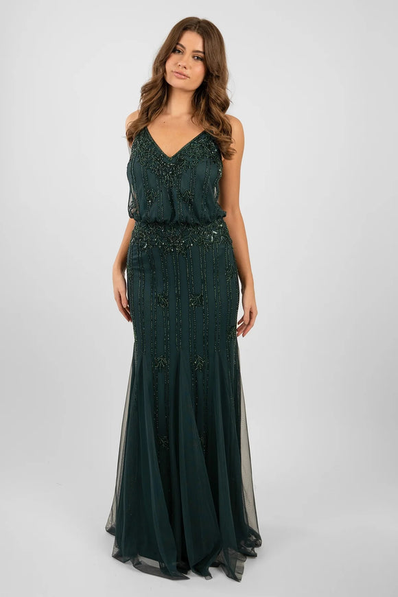 Lace & Beads Keeva Maxi Dress Emerald Green