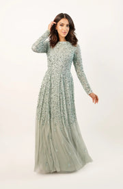 Lace & Beads Sila Maxi Dress Sage Green