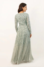 Lace & Beads Sila Maxi Dress Sage Green