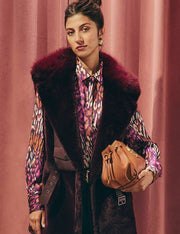 Lola Casademunt Faux Fur & Leather Vest Wine