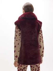 Lola Casademunt Faux Fur & Leather Vest Wine