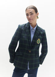 Lola Casademunt Tartan Blazer With Embroidered Crest Blue/Green