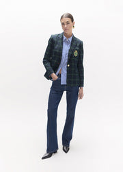 Lola Casademunt Tartan Blazer With Embroidered Crest Blue/Green