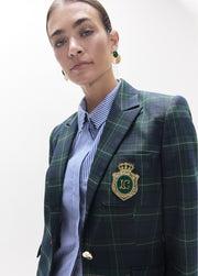 Lola Casademunt Tartan Blazer With Embroidered Crest Blue/Green