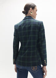Lola Casademunt Tartan Blazer With Embroidered Crest Blue/Green