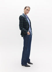 Lola Casademunt Tartan Blazer With Embroidered Crest Blue/Green