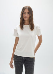 Lola Casademunt T-Shirt With Pearls & Rhinestones White