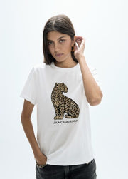 Lola Casademunt T-Shirt With Sequin Leopard White