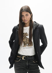 Lola Casademunt T-Shirt With Sequin Leopard White