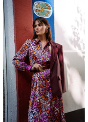 Lola Casademunt Shirt Dress Purple MLT Print