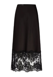 Marc Aurel Satin Skirt With Lace Details Black