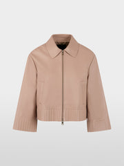 Marc Cain Cropped Leather Jacket Warm Taupe