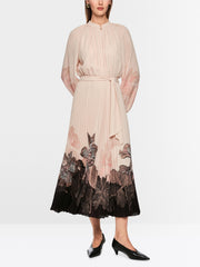 Marc Cain Pleated Midi Dress With Floral Print