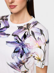 Marc Cain T-Shirt With Lily Print White