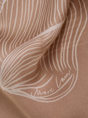 Marc Cain Silk Scarf Floral Print Warm Taupe