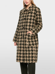 Marc Cain Houndstooth Coat With Faux Fur Collar