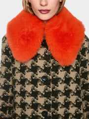 Marc Cain Houndstooth Coat With Faux Fur Collar