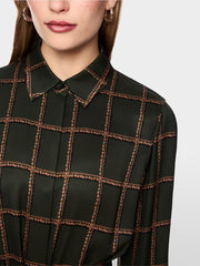 Marc Cain Dress Check Print Forest Night