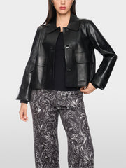 Marc Cain Black Cropped Leather Jacket