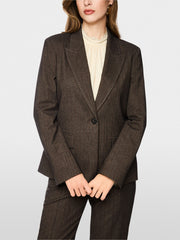 Marc Cain Blazer Herringbone Pattern Brown