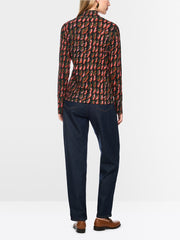 Marc Cain Knit High Neck Top Houndstooth Pattern
